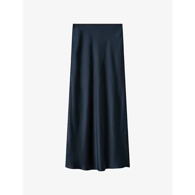 Joseph Womens Indigo Isaak Silk-satin Maxi Skirt In Blue