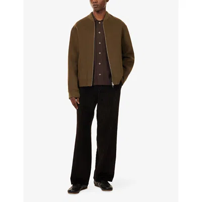 Soft Goat Mens Mocha Shirt-collar Knitted Cashmere Cardigan Xl In Brown