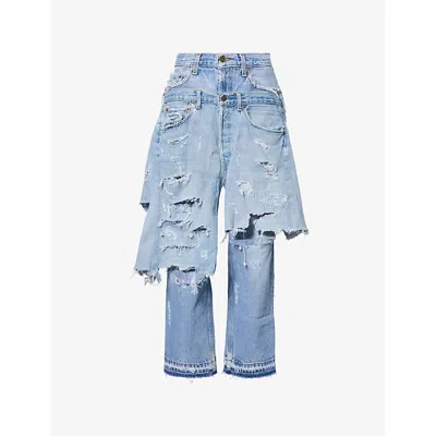 Casey Jean By Jean Vintage Womens Vintage Blue Overlay Straight-leg Denim Jeans In Blue