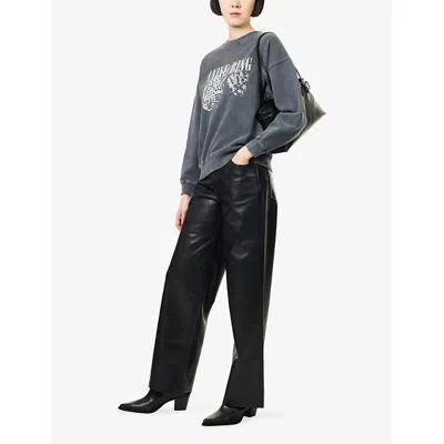Anine Bing Womens Black Manon Leather-blend Trousers In Black