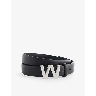 Weekend Max Mara Omens Black Logo-buckle Leather Belt In Black