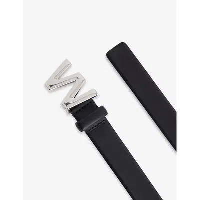 Weekend Max Mara Omens Black Logo-buckle Leather Belt In Black