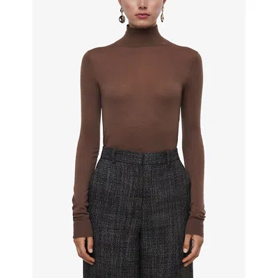 Joseph Womens Cinnamon Cashair High-neck Cashmere Jumper In Brown