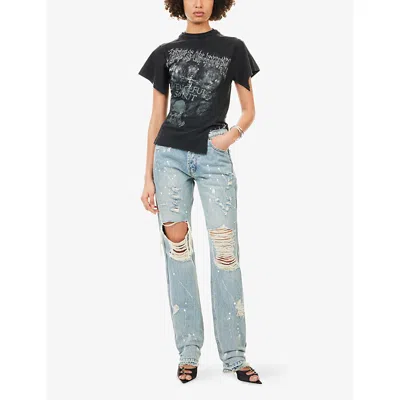 Casey Jean By Jean Vintage Womens Washed Blue Painter Straight-leg Denim Jeans In Blue