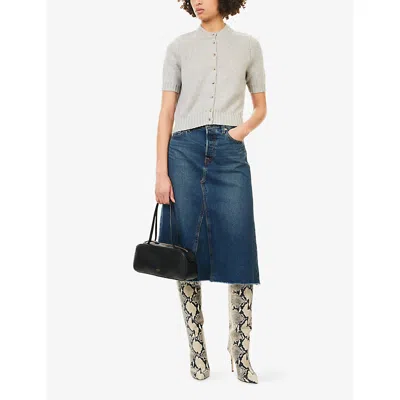 Khaite Womens Heather Grey Nora Round-neck Stretch-cashmere Cardigan In Gray