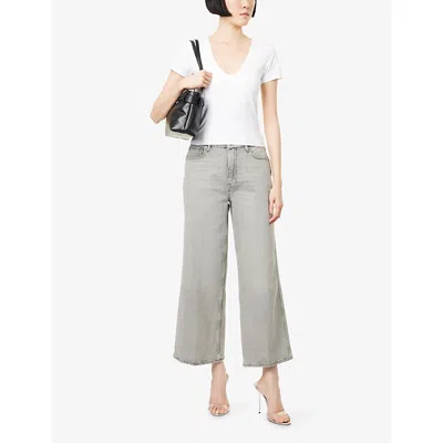 Good American Womens White001 Super-stretch V-neck Baby Cotton-jersey T-shirt In White