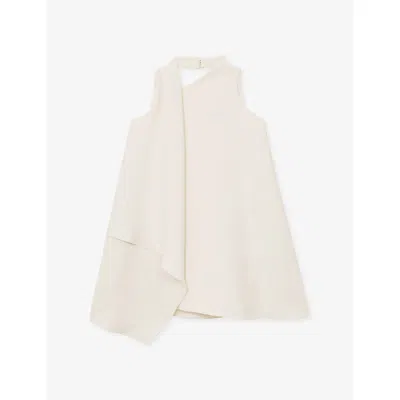 Reiss Ivory Zoe Draped Woven Dress 9-13 In White