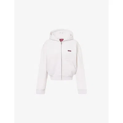 Ru & Rocka Womens Grey / Burgundy Core Brand-patch Woven Hoodie In Gray
