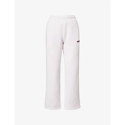 Ru & Rocka Womens Grey / Burgundy Core Straight-leg Cotton-blend Jogging Bottoms In White