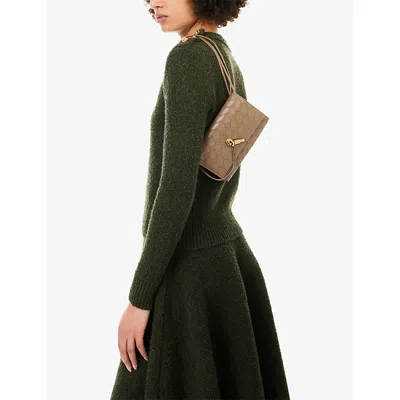 Bottega Veneta Womens Pinecone-m Brass Andiamo Leather Wallet On Chain In Brown