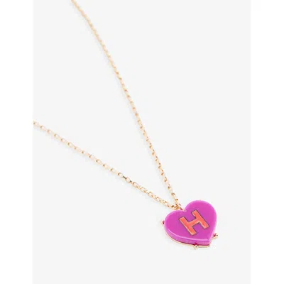 Stych Accessories Multi Lght Sweetie Heart Initial Metal And Acrylic Necklac In Gold