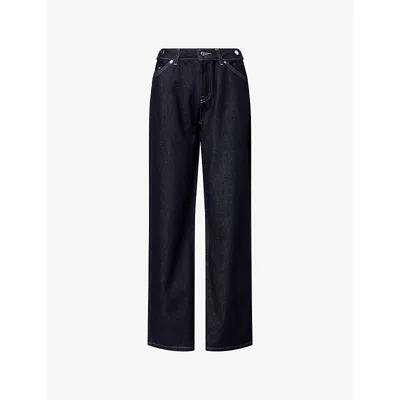 Peachy Den Womens Indigo Rinse Goldie Wide-leg Denim Jeans Xs In Blue