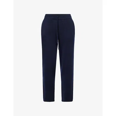 Soft Goat Mens Navy Straight-leg Knitted Cashmere Trousers In Blue