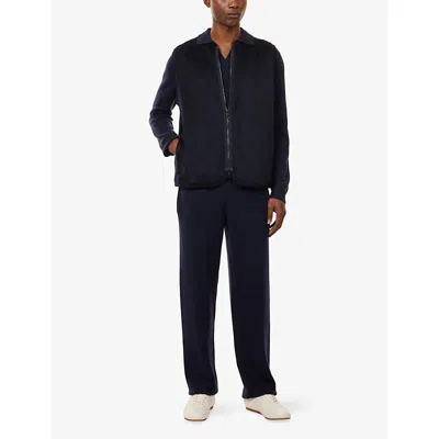 Soft Goat Mens Navy Straight-leg Knitted Cashmere Trousers In Blue