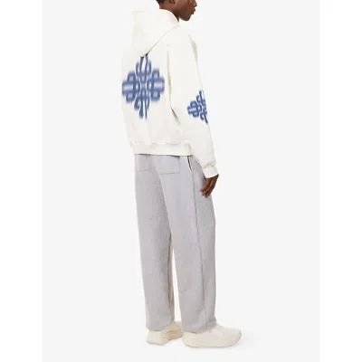 The Couture Club Mens Navy Motion Blurred-emblem Cotton-jersey Hoodie In White