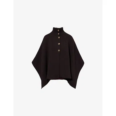 Barrie Womens Dark Brown Knitted Double-face Cashmere-blend Cape Xl In Brown