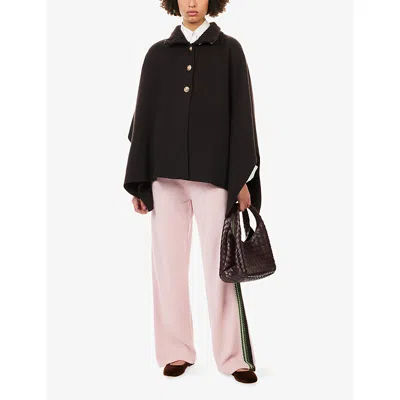 Barrie Womens Dark Brown Knitted Double-face Cashmere-blend Cape Xl In Brown