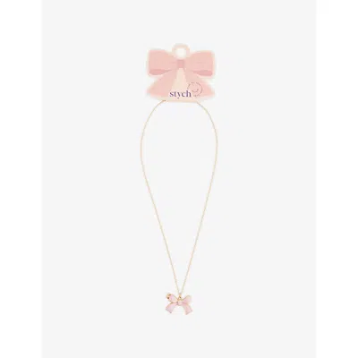 Stych Accessories Light Pink Bow Locket Metal Necklac In Pink