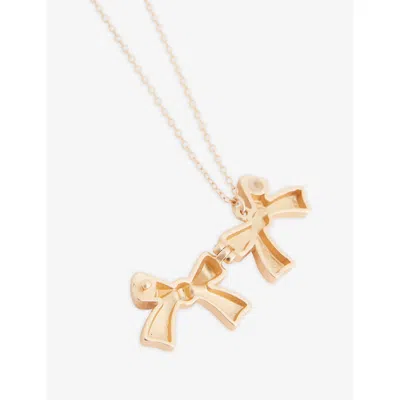 Stych Accessories Light Pink Bow Locket Metal Necklac In Pink