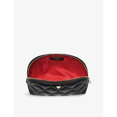Aspinal Of London Black Classic Quilted Leather Cosmetic Case In Black