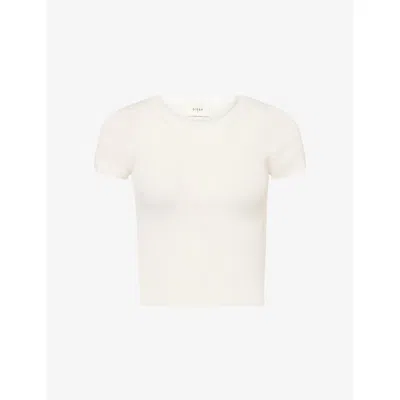 Dissh Womens White Clo Baby Ribbed Stretch-knit T-shirt In White