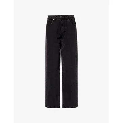 Ru & Rocka Womens Black Wash Vintage Barrel-leg Denim Jeans Xs In Black