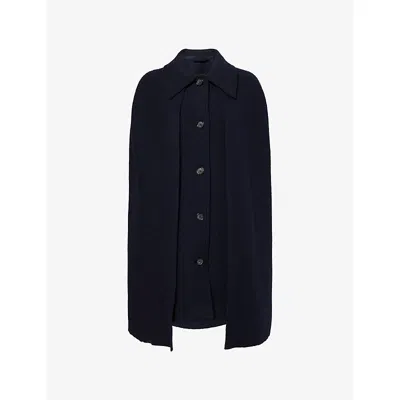 Totême Womens Navy Sleeveless Relaxed-fit Wool Cape Coat In Blue