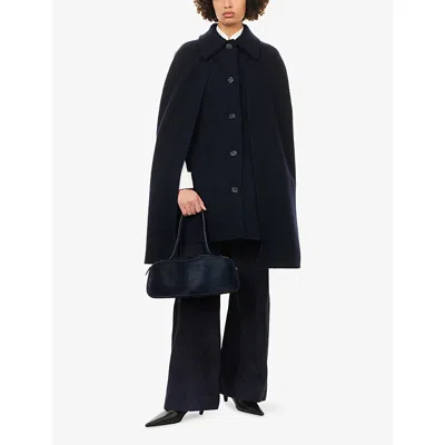 Totême Womens Navy Sleeveless Relaxed-fit Wool Cape Coat In Blue