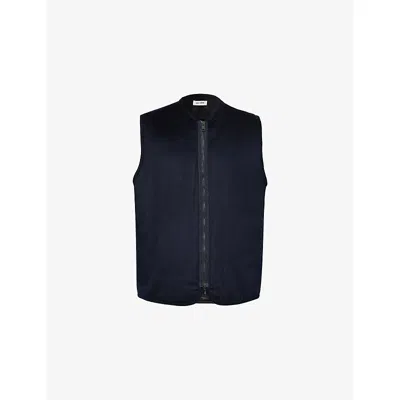 Soft Goat Mens Navy V-neck Knitted Wool And Cashmere-blend Vest In Blue