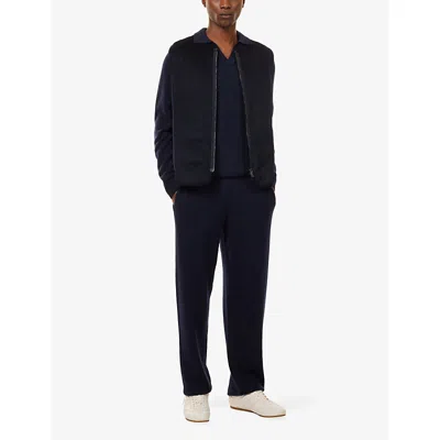 Soft Goat Mens Navy V-neck Knitted Wool And Cashmere-blend Vest In Blue