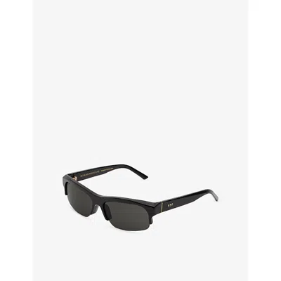 Retro Super Future Womens Black Scatto Rectangular-frame Acetate Sunglasses In Black