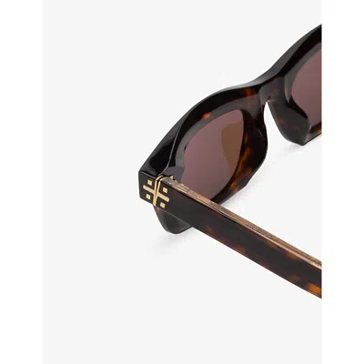 Retro Super Future Womens Havana Max Rectangle-frame Tortoiseshell Acetate Sunglasses In Black