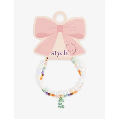 Stych Accessories Multi Lght Personalised Initial Beaded Bracelet Set In Multi