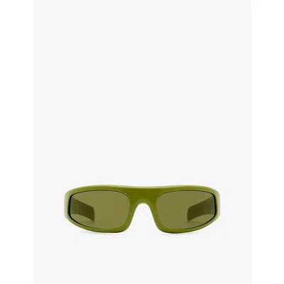 Retro Super Future Womens Dragoncello Cerchietto Shield-frame Nylon Sunglasses In Green