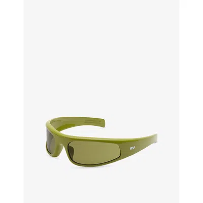 Retro Super Future Womens Dragoncello Cerchietto Shield-frame Nylon Sunglasses In Green