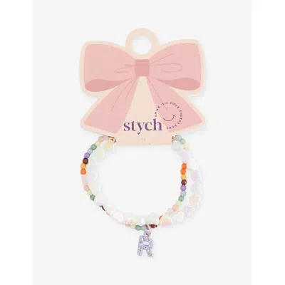 Stych Accessories Multi Lght Personalised Initial Beaded Bracelet Set In Pink