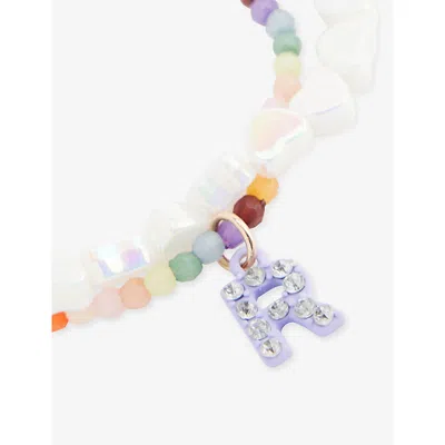 Stych Accessories Multi Lght Personalised Initial Beaded Bracelet Set In Pink