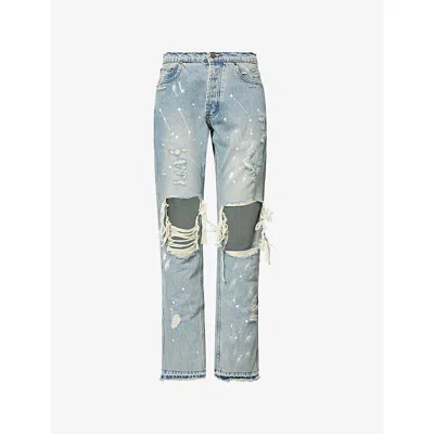 Casey Jean By Jean Vintage Womens Washed Blue Painter Straight-leg Denim Jeans In Blue