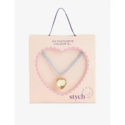 Stych Accessories Green Heart Gem Colour Favourite Metal And Acrylic Beaded Necklac In Green