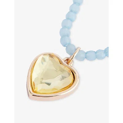 Stych Accessories Green Heart Gem Colour Favourite Metal And Acrylic Beaded Necklac In Green