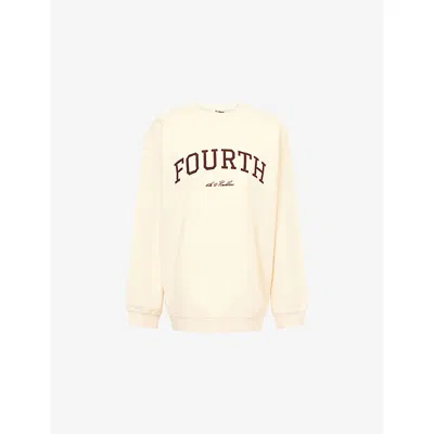 4th & Reckless Womens Cream Fourth Logo-embroidered Cotton-jersey Sweatshirt In White