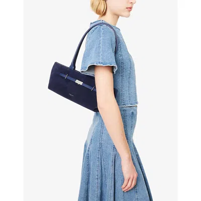 Demellier Womens Mn.blue/mn.blue The New York Suede Shoulder Bag In Blue
