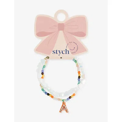 Stych Accessories Multi Lght Personalised Initial Beaded Bracelet Set In Multi