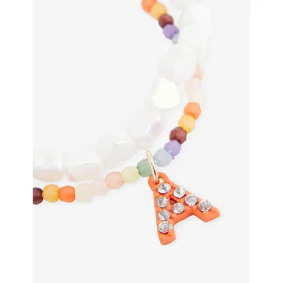Stych Accessories Multi Lght Personalised Initial Beaded Bracelet Set In Multi