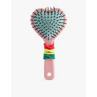 Stych Accessories Pink Heart Hairbrush And Hairbands Set In Pink