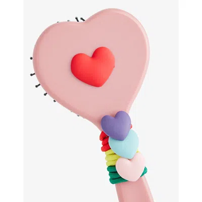 Stych Accessories Pink Heart Hairbrush And Hairbands Set In Pink