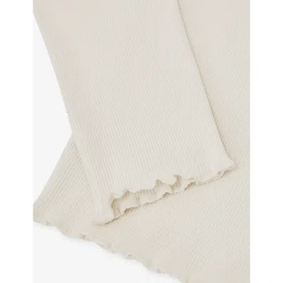 Reiss Ecru Brittany Lettuce-trim Stretch-cotton Top In Neutral