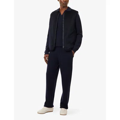 Soft Goat Mens Navy Polo-collar Relaxed-fit Cashmere Jumper In Blue