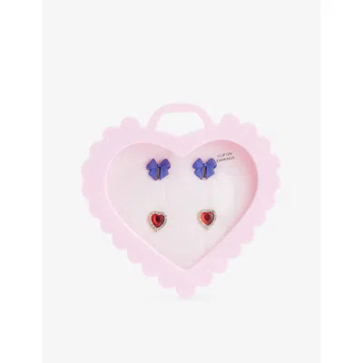 Stych Accessories Multi Brt Heart And Bow Set Of Two Clip-on Earrings Gift Box