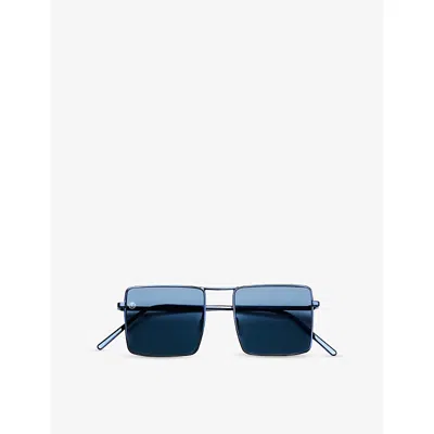 Retro Super Future Womens Blu 8m12 Square-frame Metal Sunglasses In Blue